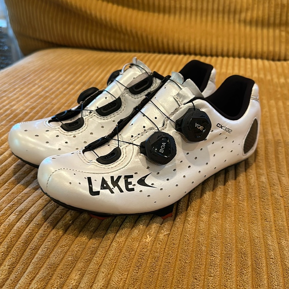 Lake CX332 Men's Athletic Road Cycling Shoes — White with BOA Closure